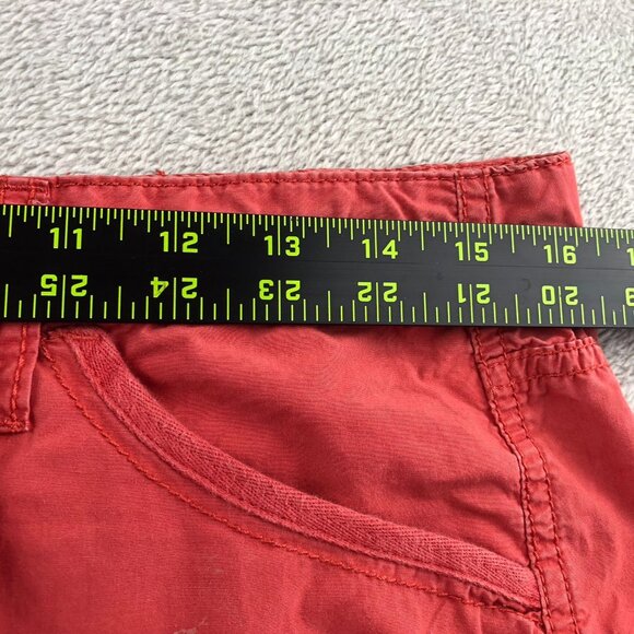 London Jean Womens Cargo Capri Pants 8 Red 100% Cotton Utility Casual Drawstring - Picture 4 of 11
